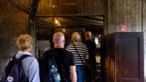 Interior of a former barracks at the Sachsenhausen Concentration Camp