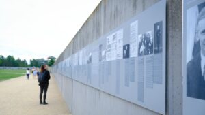 Visitor at the Sachsenhausen Memorial and Museum
