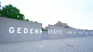 The entrance to the Sachsenhausen Memorial and Museum